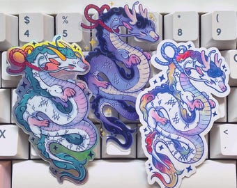 Holographic fantasy dragon vinyl stickers