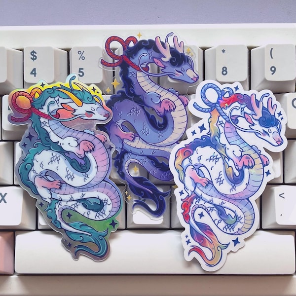 Holographic fantasy dragon vinyl stickers