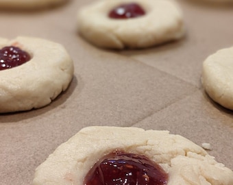 Organic vegan shortbread thumbprint cookies