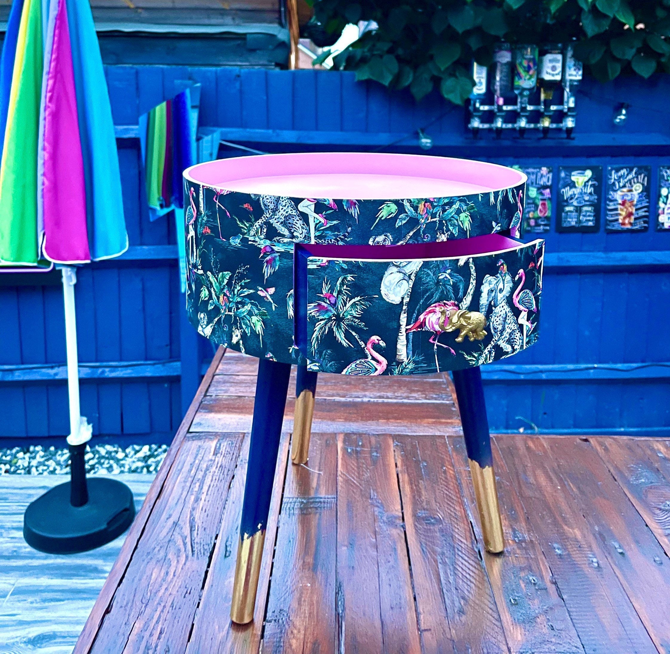 Pink Round Bedside Table