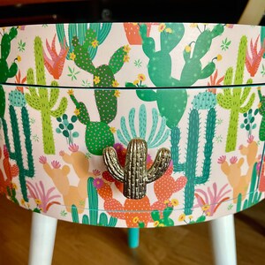Boho Cactus Side Table, Southwestern Decor for Home, Turquoise Tray Top ...