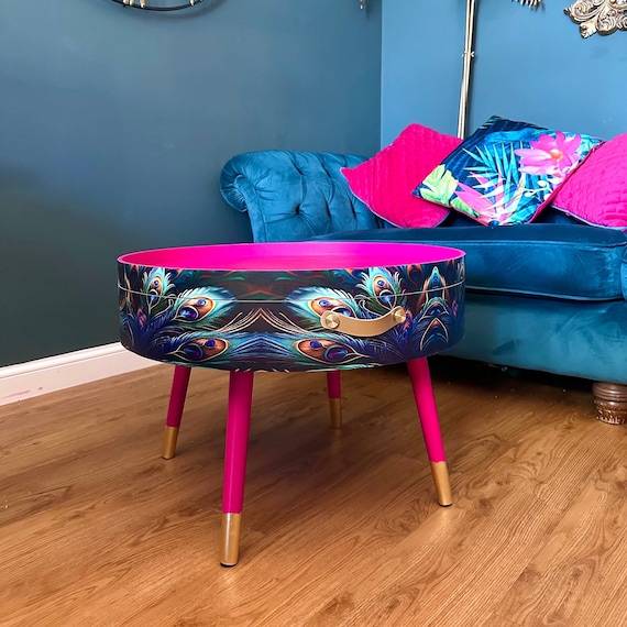 Teal round 2024 coffee table