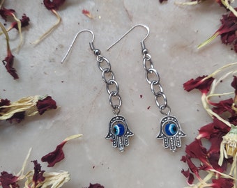 Hamsa evil eye earrings