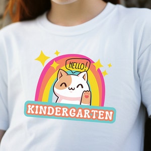 こんにちは、幼稚園児用シャツ、新学期用シャツ、幼稚園児用ギフト、新学期初日、学生用 T シャツ、卒業式用シャツ