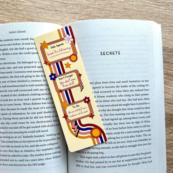 Feminist Bookmark, Smash the patriarchy, bookish, book lover,gift for her, aesthetic, retro, stationary lover, Cute bookmark