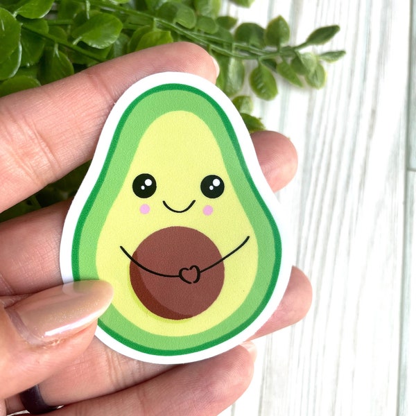 Avocado Vinyl Sticker, cute avocado, smiley avocado water bottle sticker, Avocado Lover, Avocado Cutie, gift for millenial, match with kids