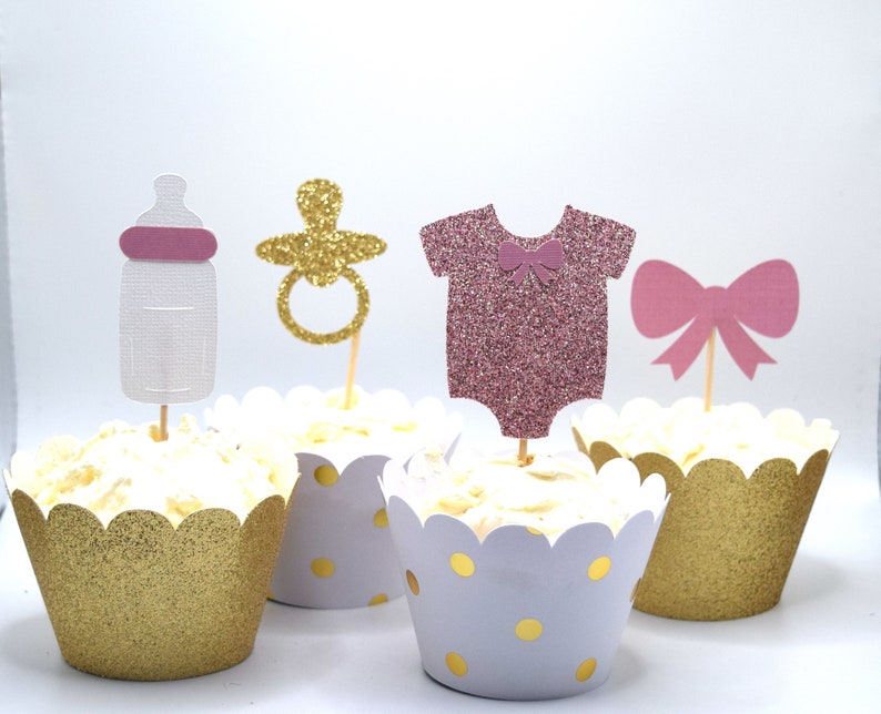 Baby Shower Cupcake Toppers Girl Baby Shower Food Picks Etsy
