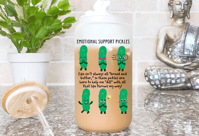 Pickle Lovers Glass Tumbler, Encouraging Quotes Glass Cup, Positive ...