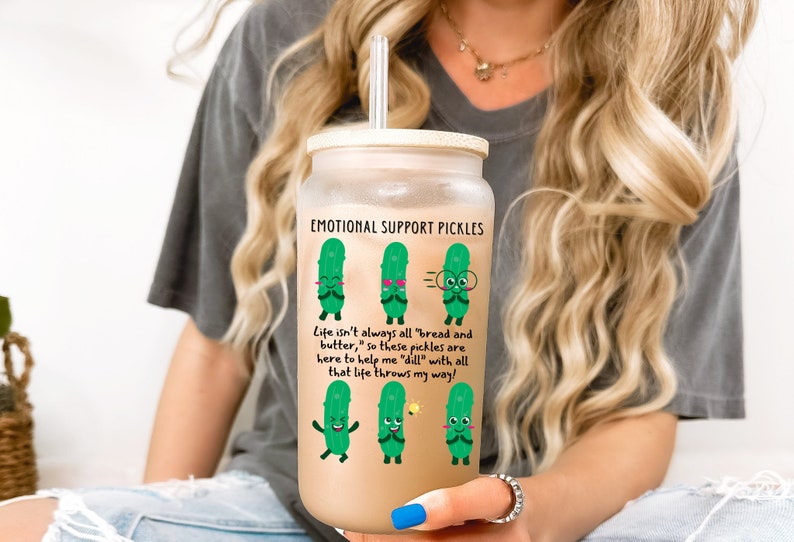 Pickle Lovers Glass Tumbler, Encouraging Quotes Glass Cup, Positive ...
