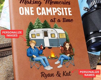 Personalized Camping Journal, Camping Journal Personalized for Couples, RV Travel Notebook, Camper Memory Book, Camping Gift, Adventure Log