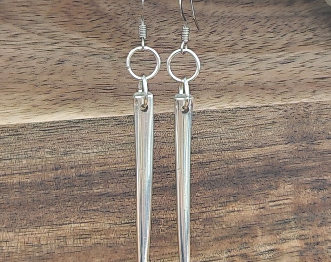 Beautiful Vintage Silver Plated Handmade Fork Tine Earrings