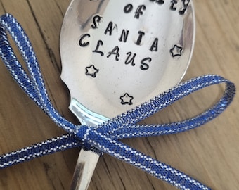 Hand Stamped Vintage "Property of Santa Claus, The North Pole" Silver Plated Teaspoon