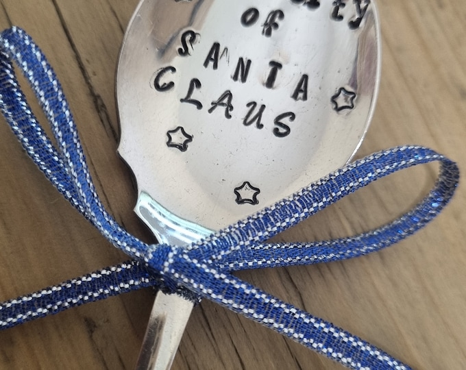 Hand Stamped Vintage "Property of Santa Claus, The North Pole" Silver Plated Teaspoon