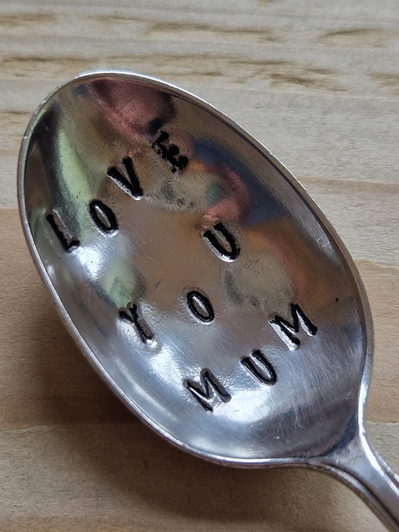 Hand Stamped Vintage "Love you Mum" Silver Plated Teaspoon