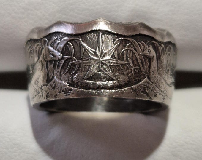 Handcrafted Australian 50 Cent Coin Ring - Kangaroo & Emu