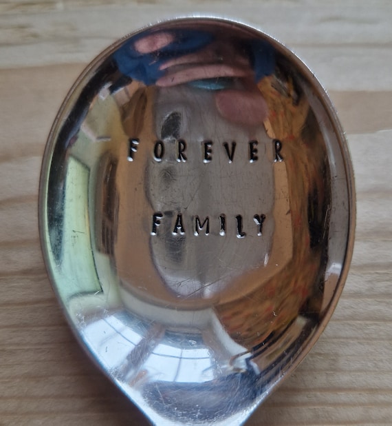 Hand Stamped Vintage "Forever Family" Silver Plated Soup Spoon