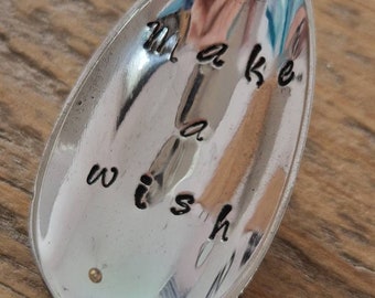Hand Stamped Vintage "Make a Wish" Silver Plated Teaspoon Gift Quirky