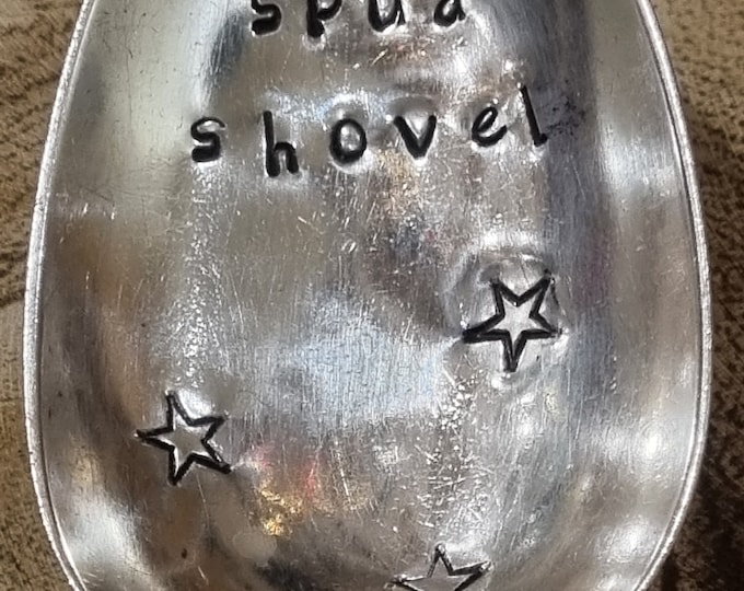Hand Stamped Vintage "Spud Shovel" Silver Plated Serving Spoon