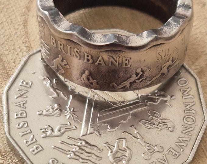 Handcrafted Australian Commonwealth Games Commemorative Coin Ring