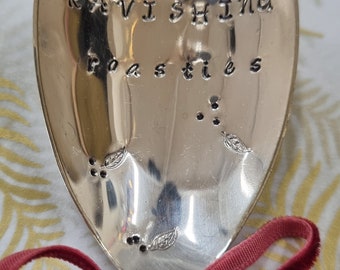 Hand Stamped Vintage "Ravishing Roasties" Silver Plated Serving Spoon