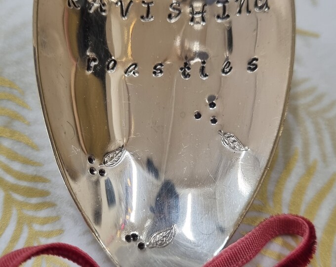 Hand Stamped Vintage "Ravishing Roasties" Silver Plated Serving Spoon