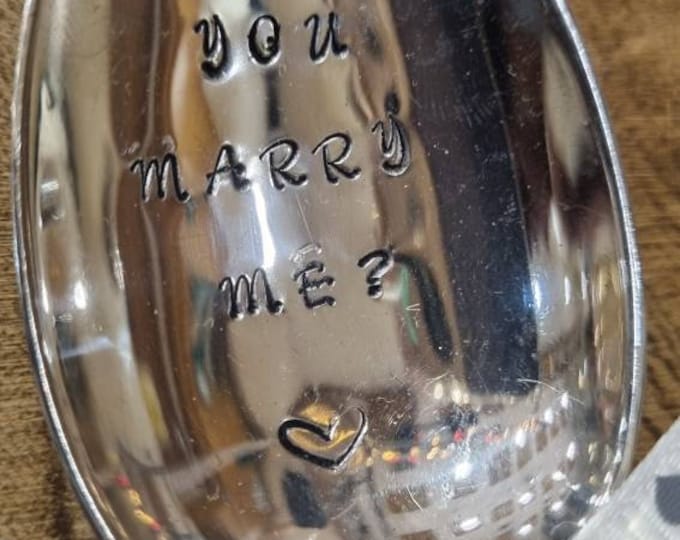 Hand Stamped Vintage "Will you marry me?" Silver Plated Dessert Spoon