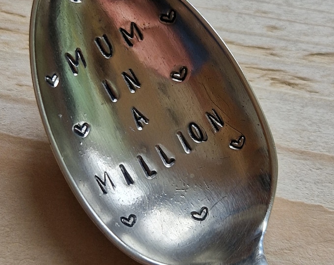 Hand Stamped Vintage "Mum in a Million" Silver Plated Teaspoon