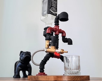 Firefighter-fireman drink dispenser with lamp for alcohol whiskey liquor wine jack daniels bourbon