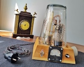 Vintage electronics table lamp,Vacuum tube lamp,Nixie tube clock,Steampunk tube clock,Amplifier tube,Gift for electrician,Gift for men