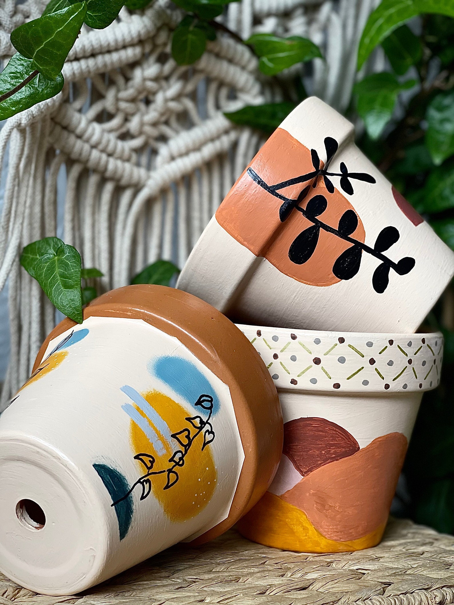 Hand Painted Plant Pots Boho range Etsy
