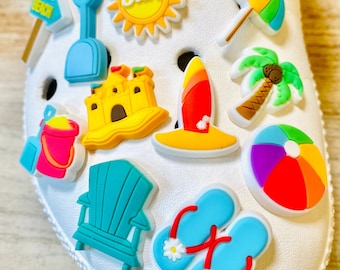 Shoe Charms | Summer Surf and Sand Beach Set | 11 Piece Set