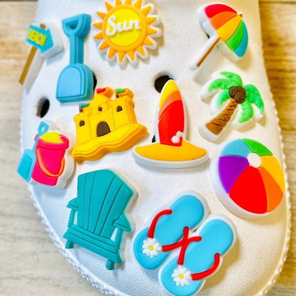 Shoe Charms | Summer Surf and Sand Beach Set | 11 Piece Set