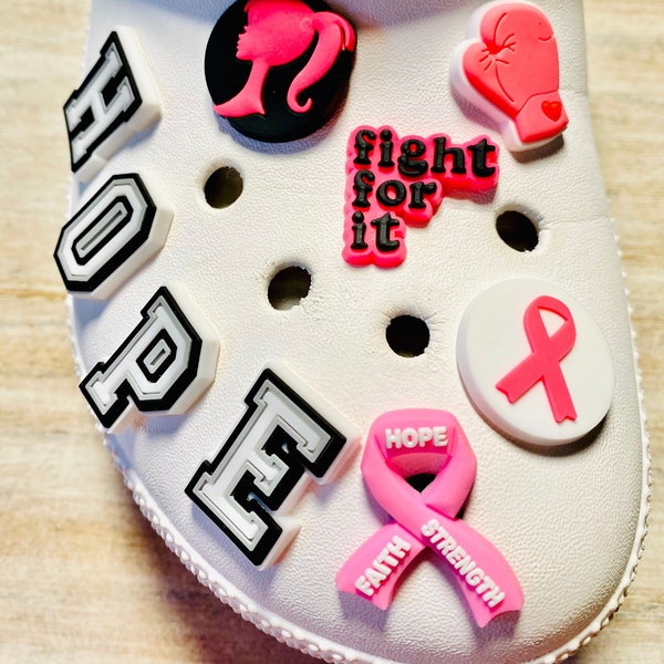 Shoe Charms | Breast Cancer Set | 8 Piece | 4 Piece | 1 Piece Option