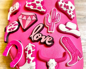 Shoe Charms | Exclusive Pink Cowgirl Set | 12 Piece Set | 4 Piece Option | 3 Piece Option | 1 Piece Option