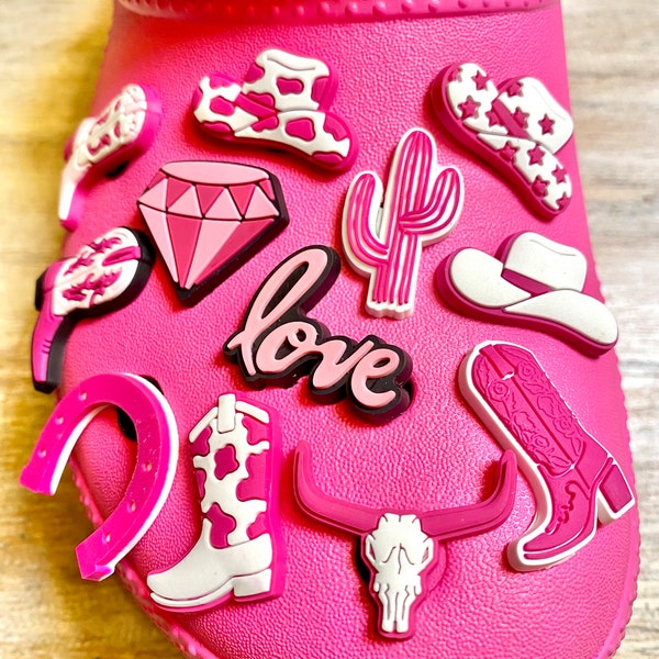 Shoe Charms | Exclusive Pink Cowgirl Set | 12 Piece Set | 4 Piece Option | 3 Piece Option | 1 Piece Option