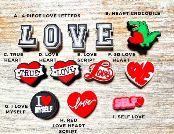 Croc Compatible Valentine's Day Shoe Charms, Love Charms for Your Crocs, Unisex Shoe Charms , Valentine's Day Charms