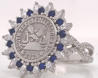 Personalized College Jewelry, Graduation Ring Gift, Personalized Class Ring for Woman, University Gift, High School Ring, Christmas Gift