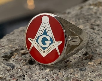 Handgemachter Freimaurer Silber Ring: Freimaurer Symbol