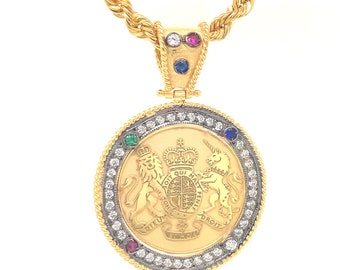 Personalized Family Crest Silver Pendant: Custom Coat of Arms Necklace