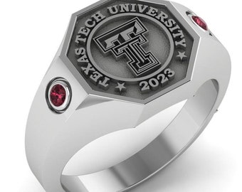 Personalized College Jewelry, Graduation Ring Gift, Personalized Class Ring for Man, University Gift, High School Ring, Christmas Gift