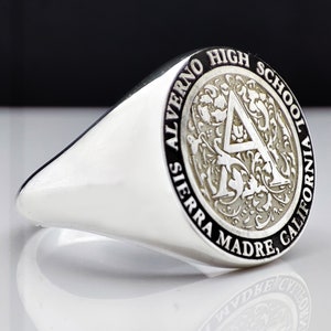 Coat of Arms Logo Ring, College Ring, Class Ring, Personalized Gift, Graduation Gift, Graduation Ring, University Ring, Family Ring, Dainty