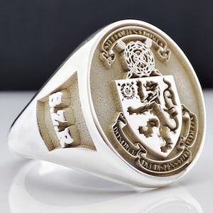 Coat of Arms Logo Ring, College Ring, Class Ring, Personalized Gift, Graduation Gift, Graduation Ring, University Ring, Family Ring