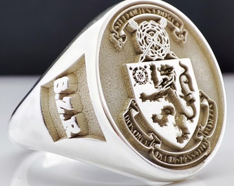 Coat of Arms Logo Ring, College Ring, Class Ring, Personalized Gift, Graduation Gift, Graduation Ring, University Ring, Family Ring