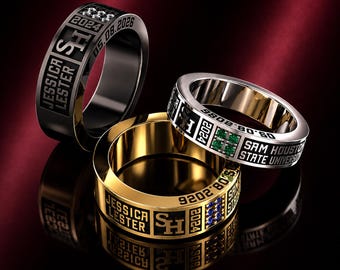Personalized Class Ring, Custom College Graduation Ring, High School Ring, University Alumni Gift, Custom School Jewelry for Him or Her