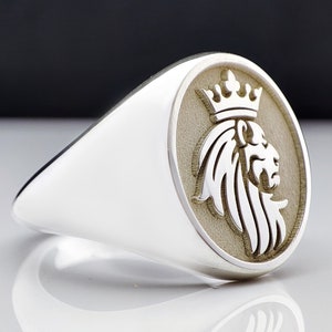 Animal Signet Ring, African Lion King Jewelry, Birthday Gift for Him Unisex Ring, Graduation Rings, Custom Made Ring, Christmas Gift