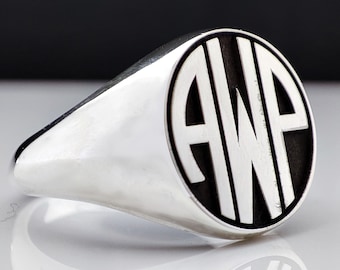 Anpassad initialring – Personlig monogramsignetring, graverade bokstavssigillsmycken, unika familjeinitialsmycken för honom henne