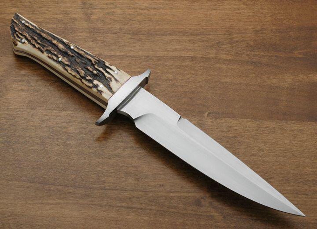 12 Steel Knife, Hunting Knife Stag Handle With Sheath, Fixed Blade Camping Knife, Bowie Knife