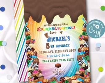 candy party invitation template | EDITABLE FILE | instant download | any age girl or boy