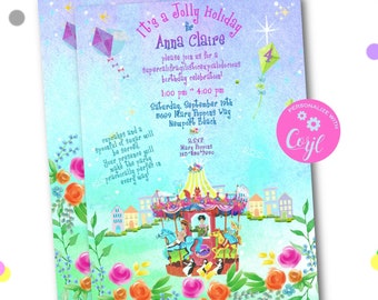 Mary Poppins Birthday Invitation | Carousel Party, Editable Template (Digital Download)