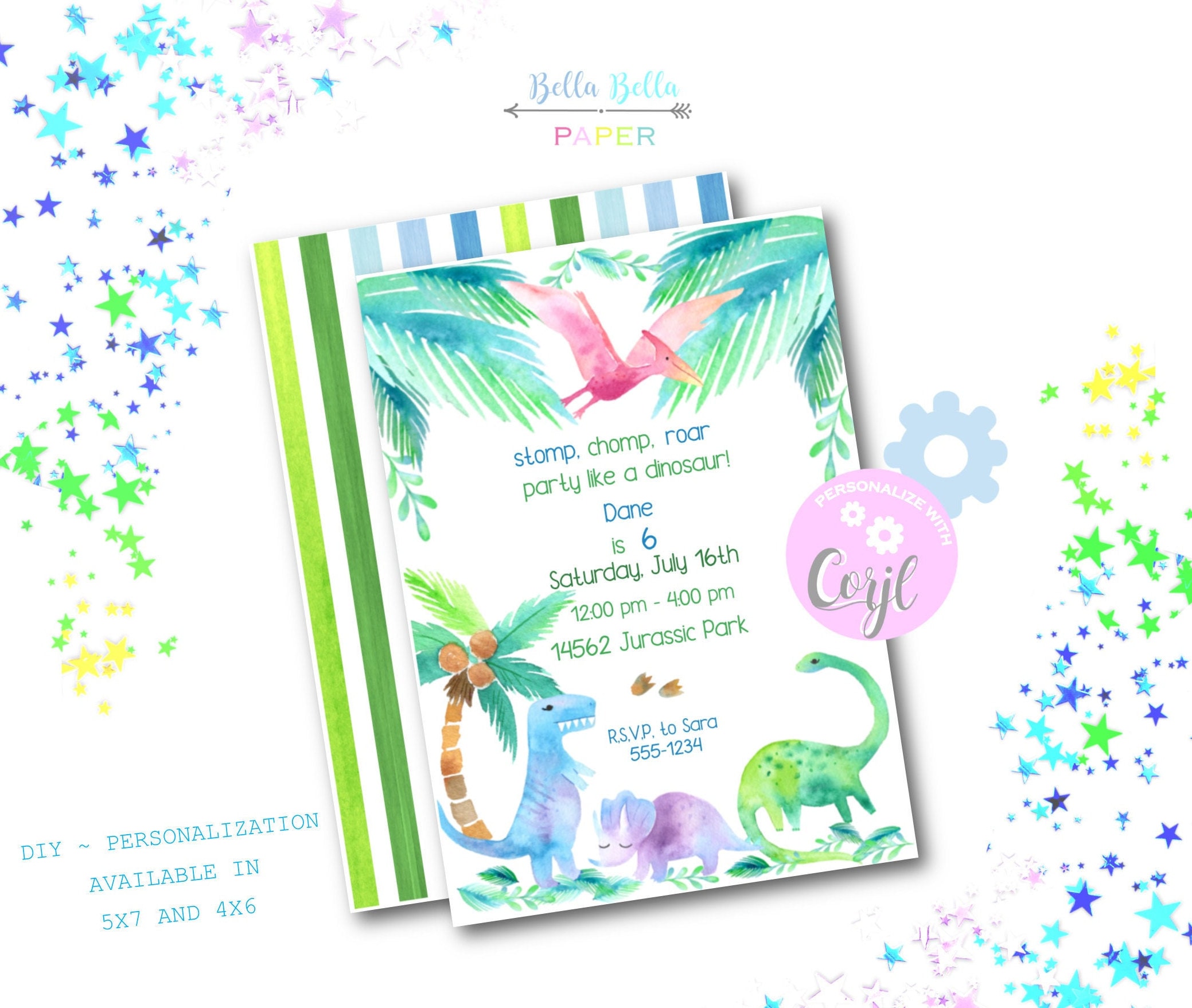Dinosaur Party Invitation Template | EDITABLE FILE | Instant Download ...